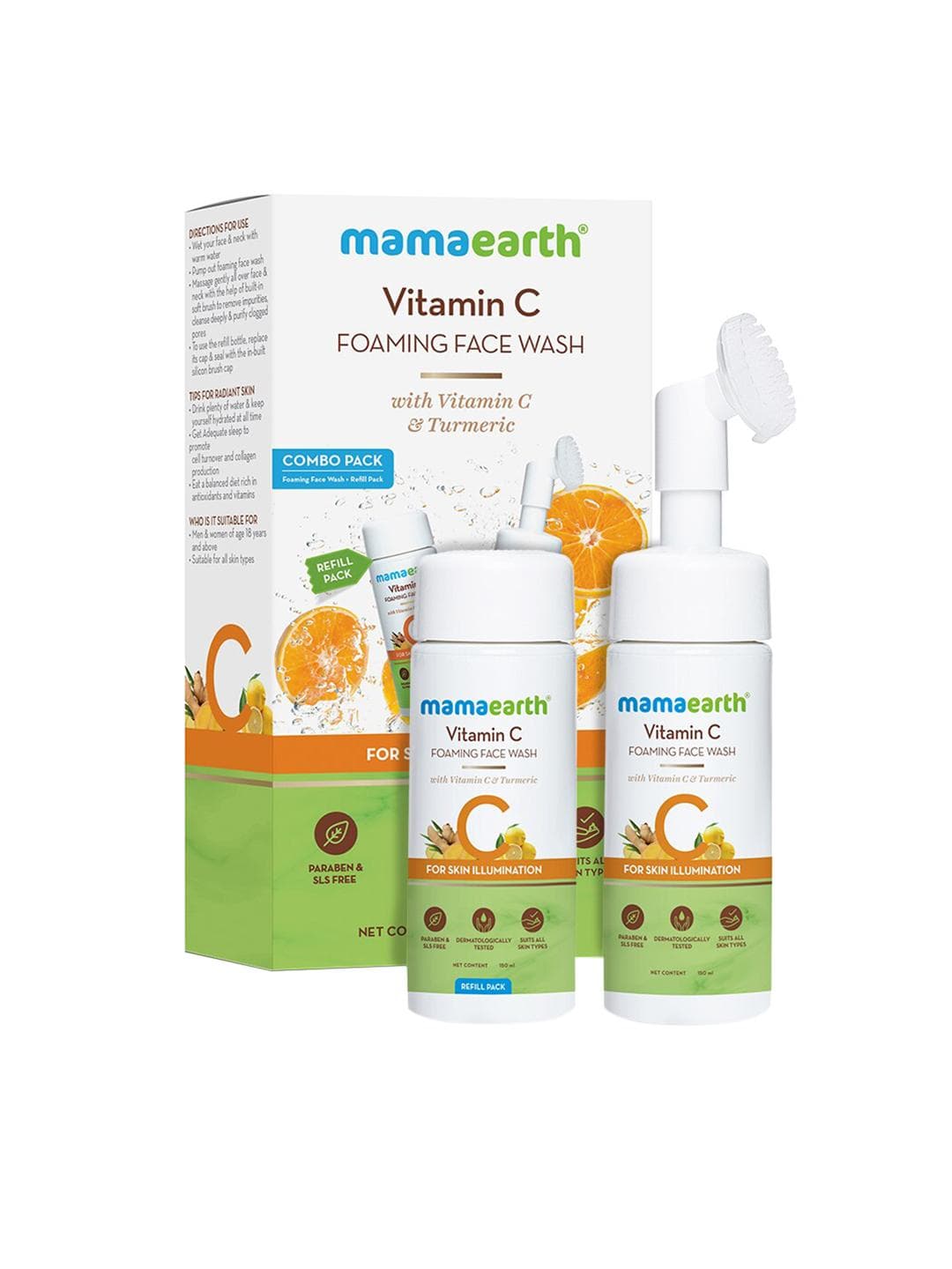 Buy Mamaearth Vitamin C Foaming Face Wash With Refill Pack 150ml Each - - Personal Care for Unisex