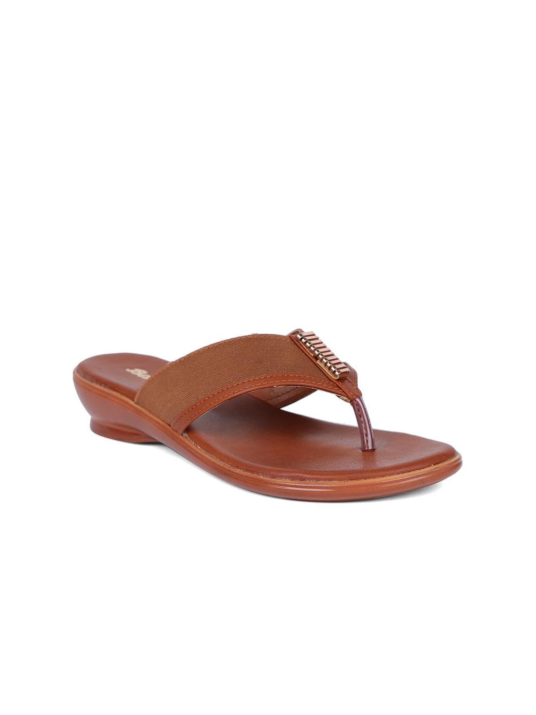 Bata Women Brown Embellished Open Toe Flats