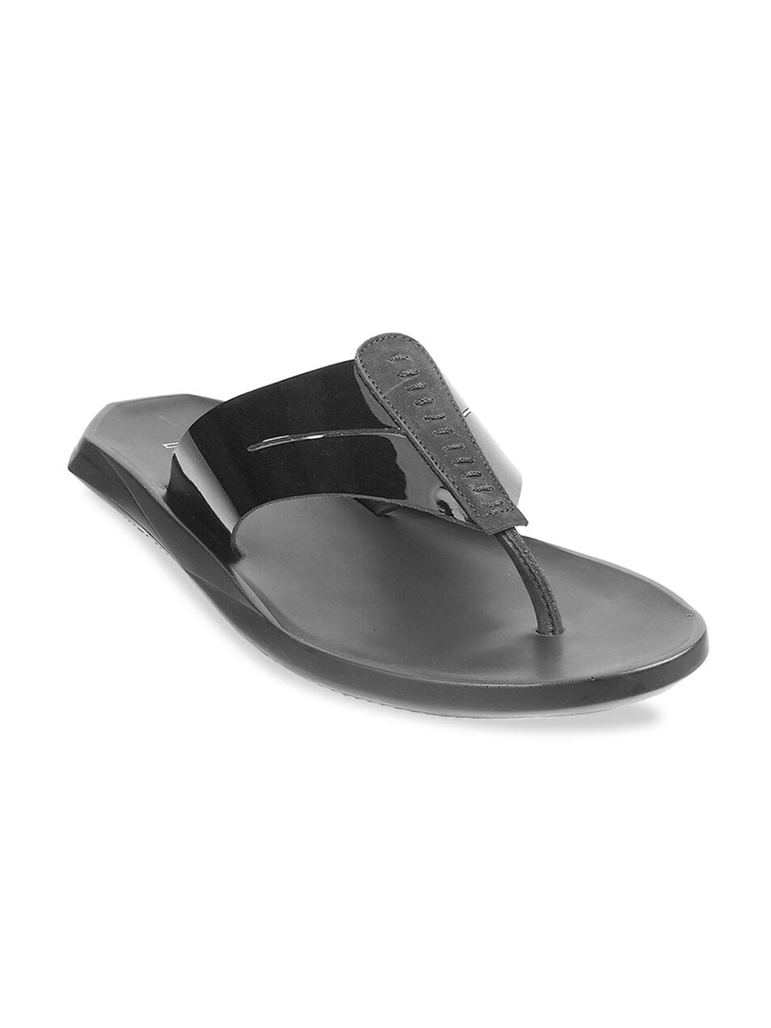 Mochi Men Black Leather Comfort Sandals