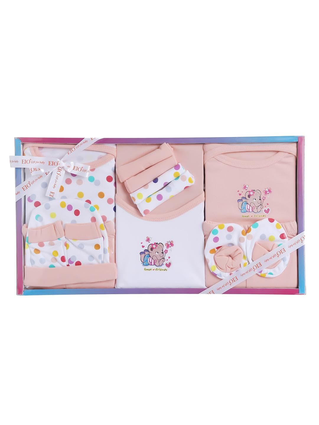 EIO 13 Piece Peach-Coloured Cotton Baby Apparel Gift Set