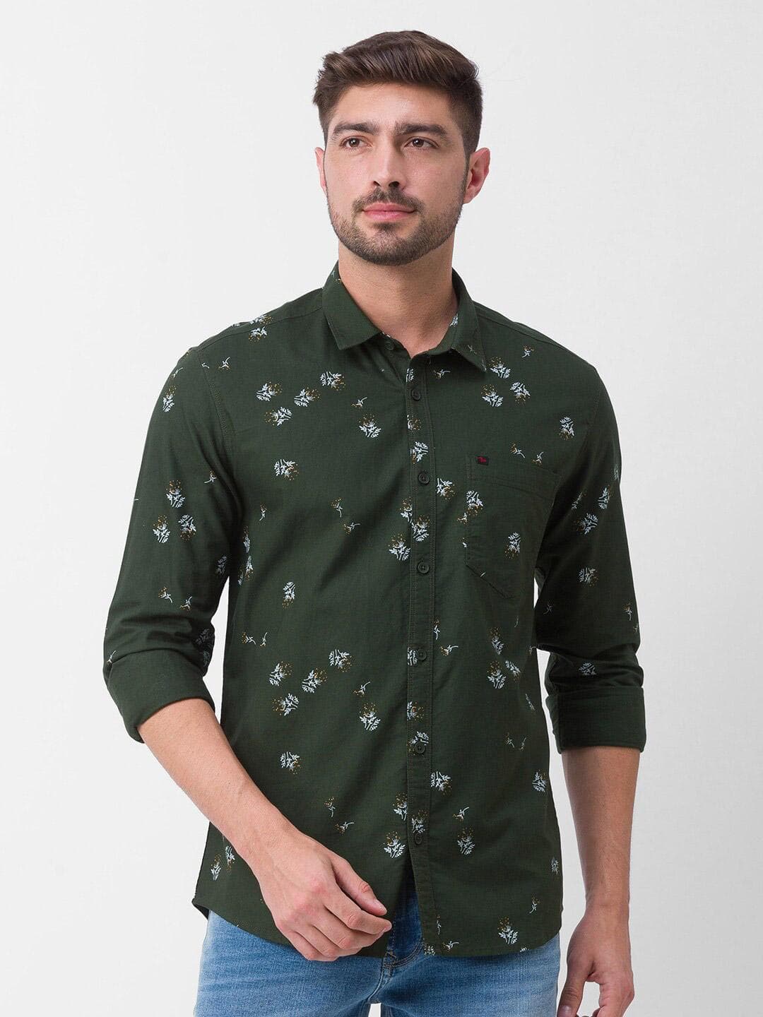 SPYKAR Men Green Slim Fit Floral Printed Casual Shirt