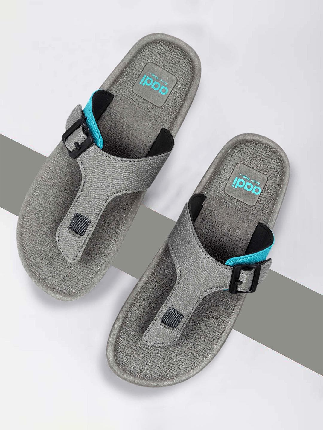 aadi Men Grey & Blue Rubber Slip-On
