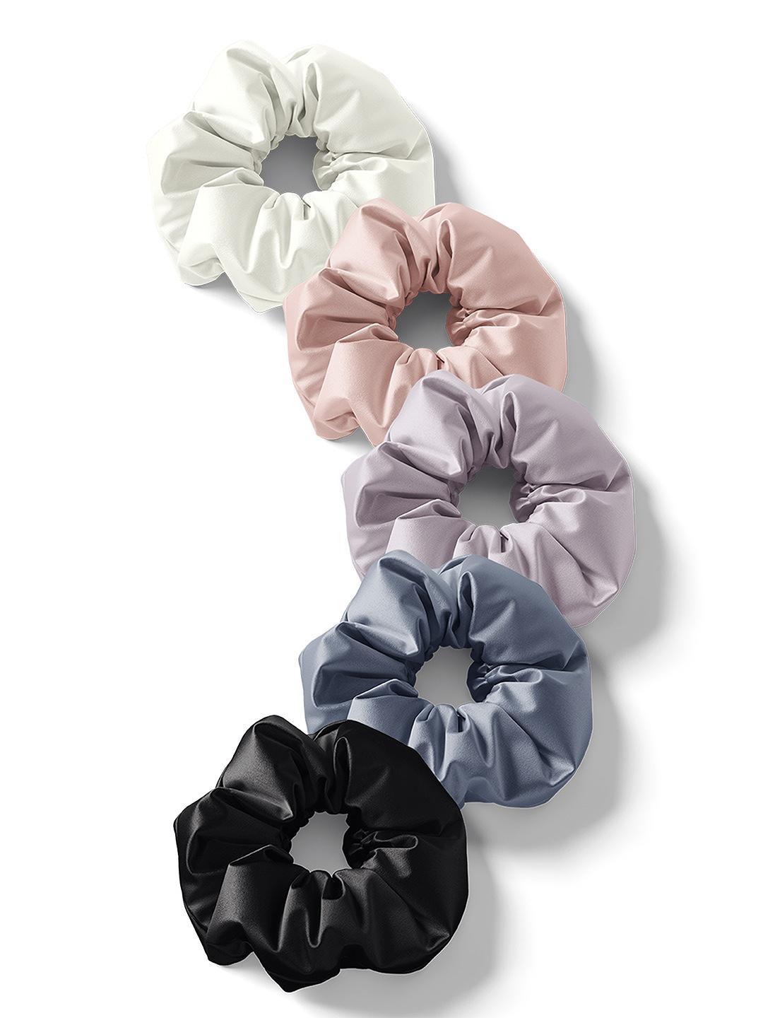 Buy Mueras Women Lavender & Blue Set Of 5 Solid Silk Satin Scrunchie - - Accessories for Women