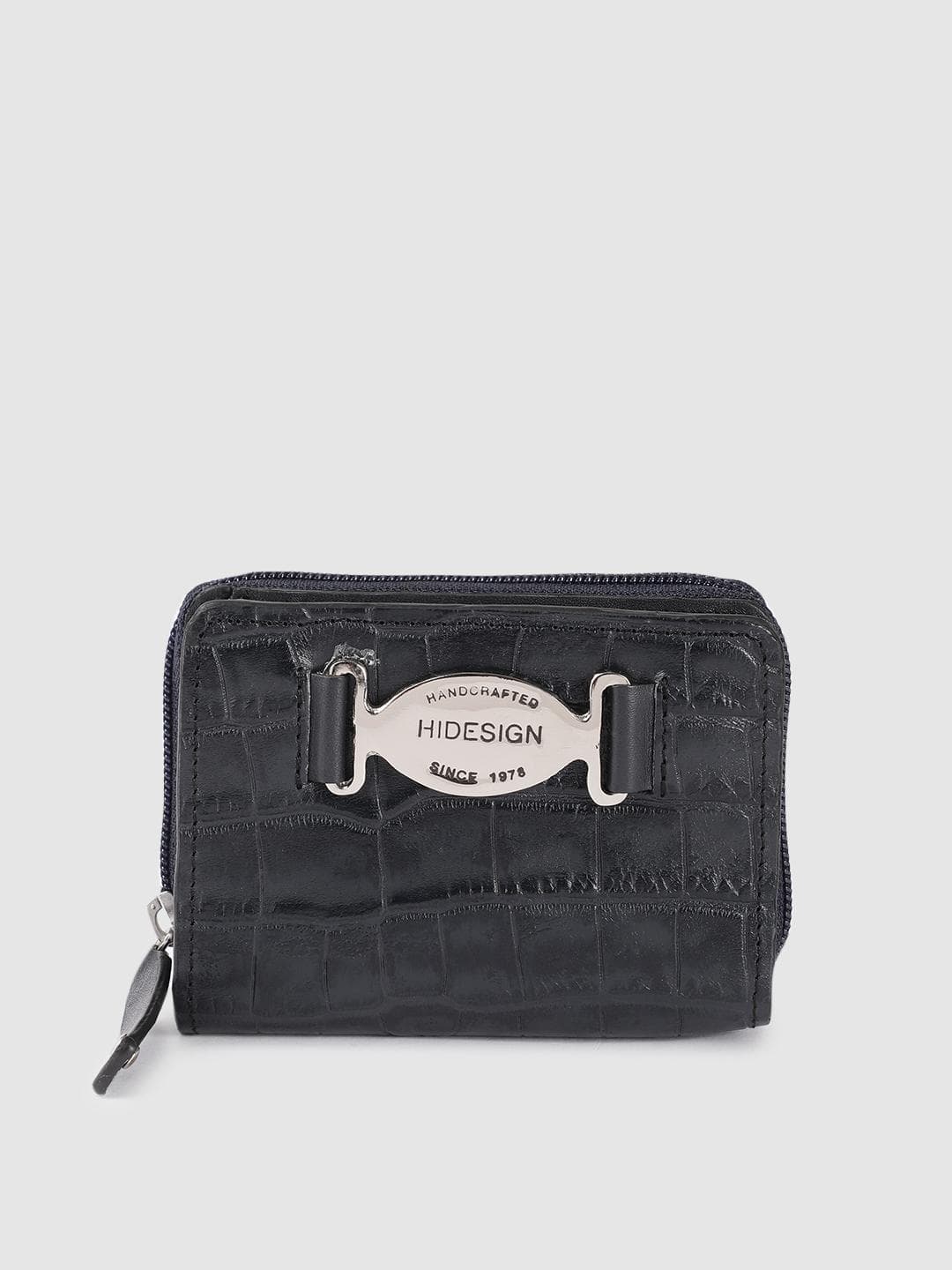Hidesign Women Navy Blue Textured Leather Two Fold Wallet