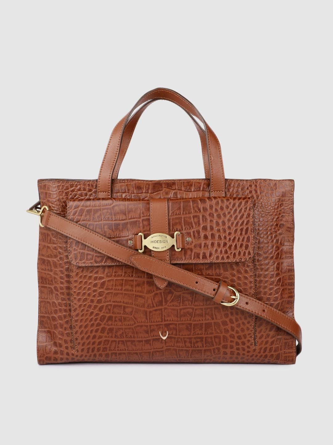Buy Hidesign Tan Brown Animal Textured Leather Oversized Structured Shoulder Bag - - Accessories for Women