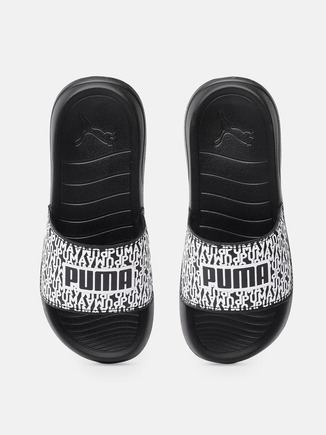 Puma Black & White Printed Popcat 20 Sliders