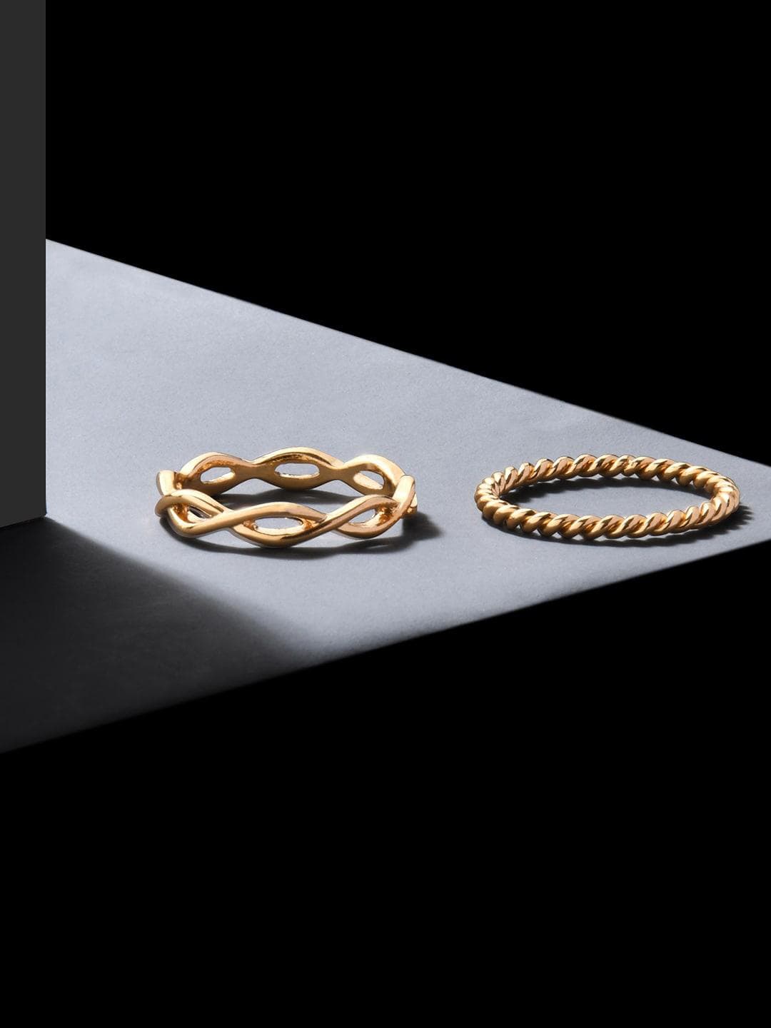 Accessorize London Set Of 2 Gold-Toned Textured Skinny Finger Ring