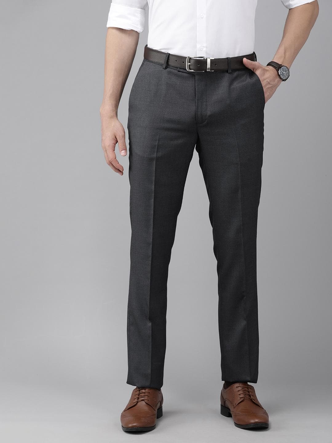 Arrow Men Grey Hudson Regular Fit Trousers