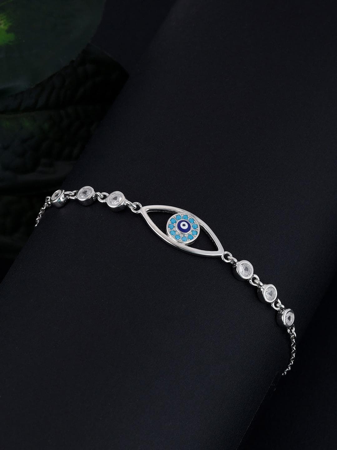 GIVA Women Silver-Toned & Blue 925 Sterling Silver Rhodium-Plated Bangle-Style Bracelet