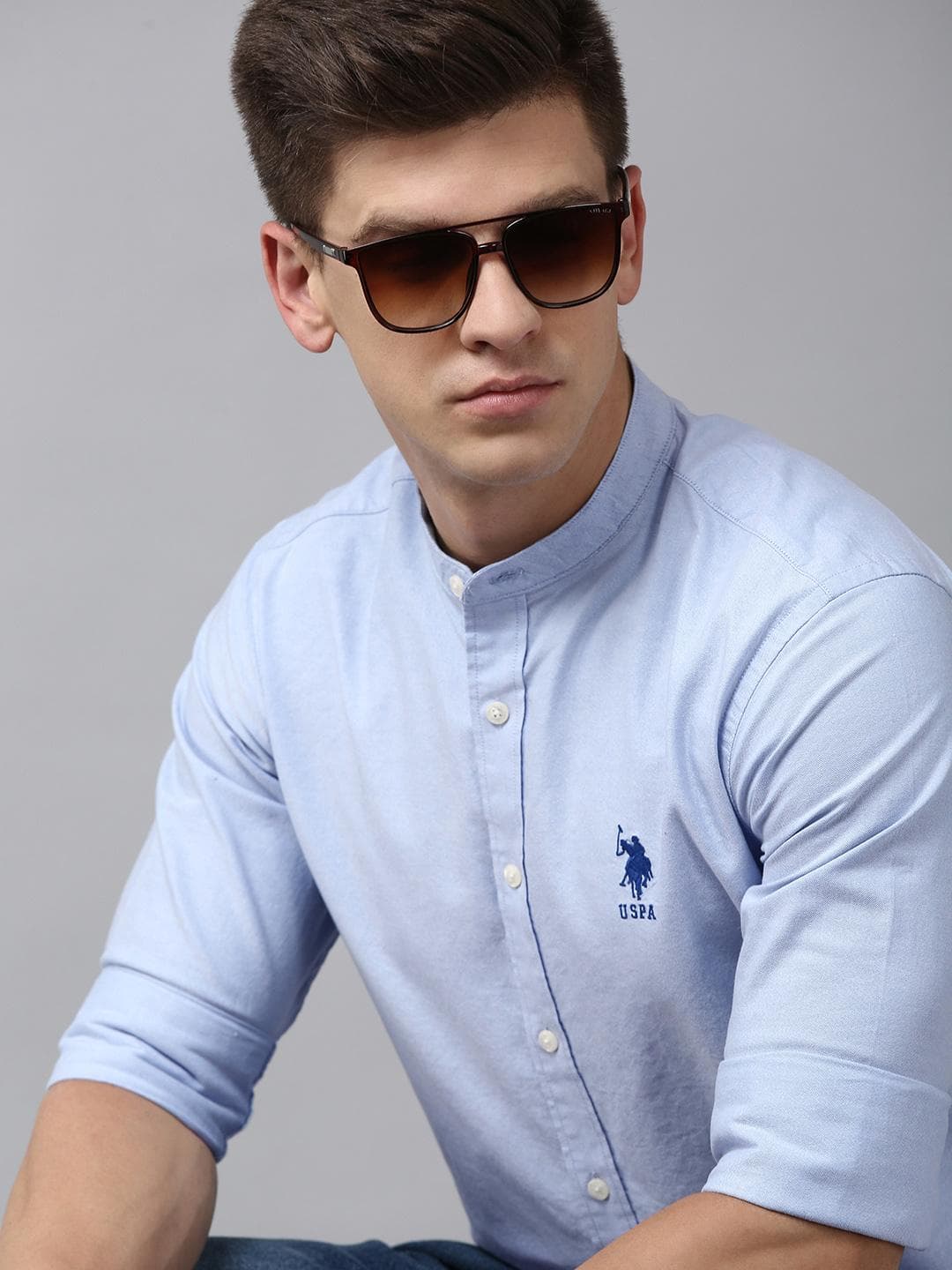 U S Polo Assn Men Solid Tailored Fit Pure Cotton Casual Shirt