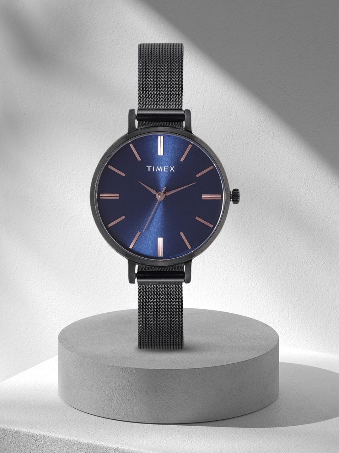 Timex Round 35mm Blue Dial Analog Women Watch - TWEL155SMU03