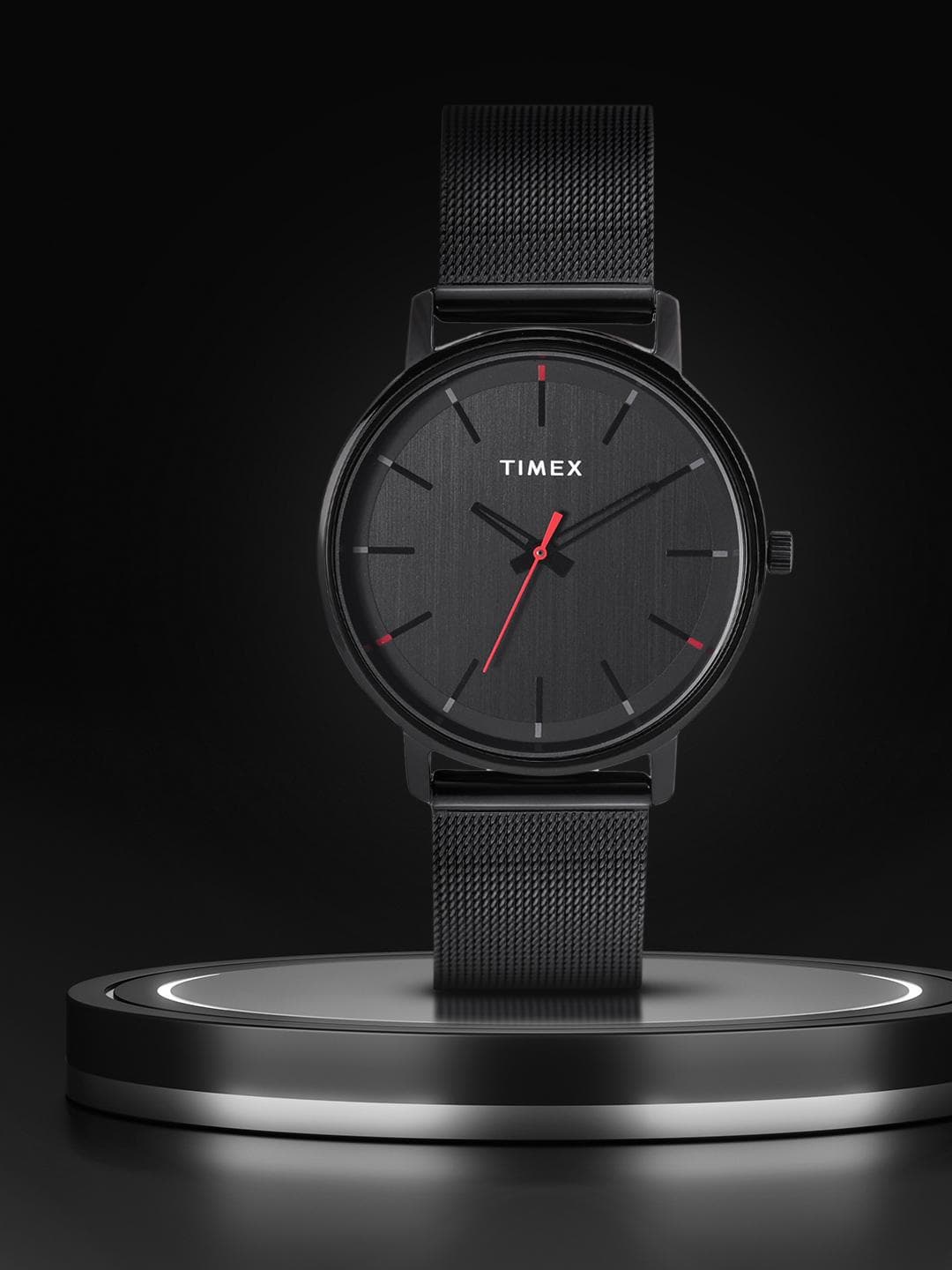 Timex Men Black Brass Dial & Black Bracelet Style Straps Analogue Watch TWTG80SMU12