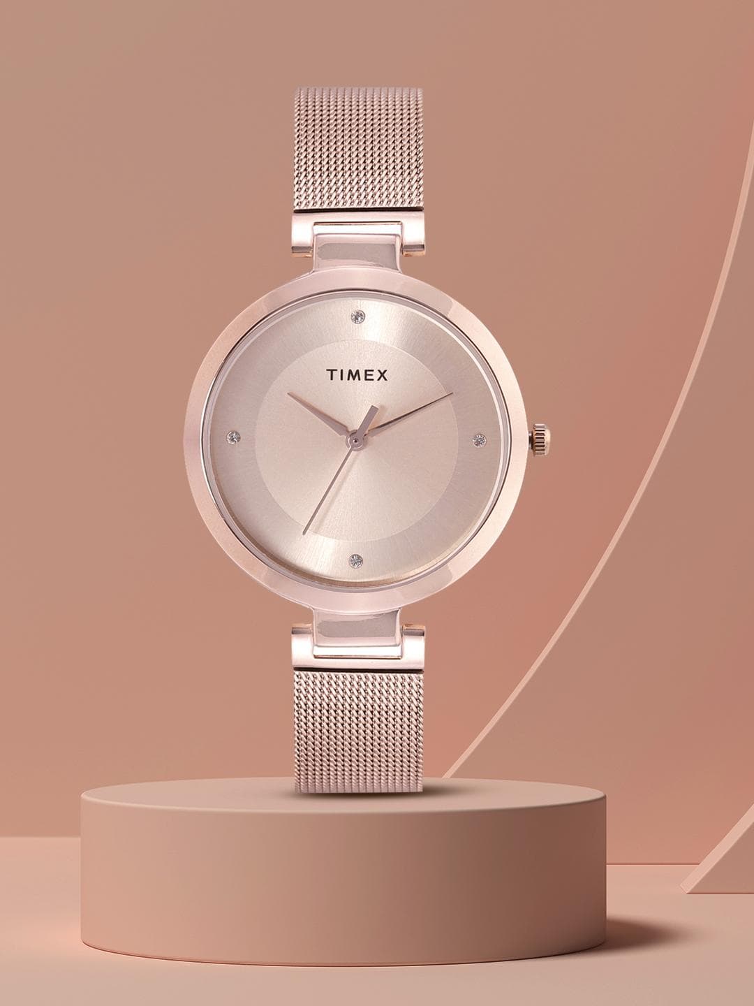 Buy Timex Women Rose Gold Toned Dial & Straps Bracelet Style Analogue Watch TWEL107SMU02 - - Accessories for Women
