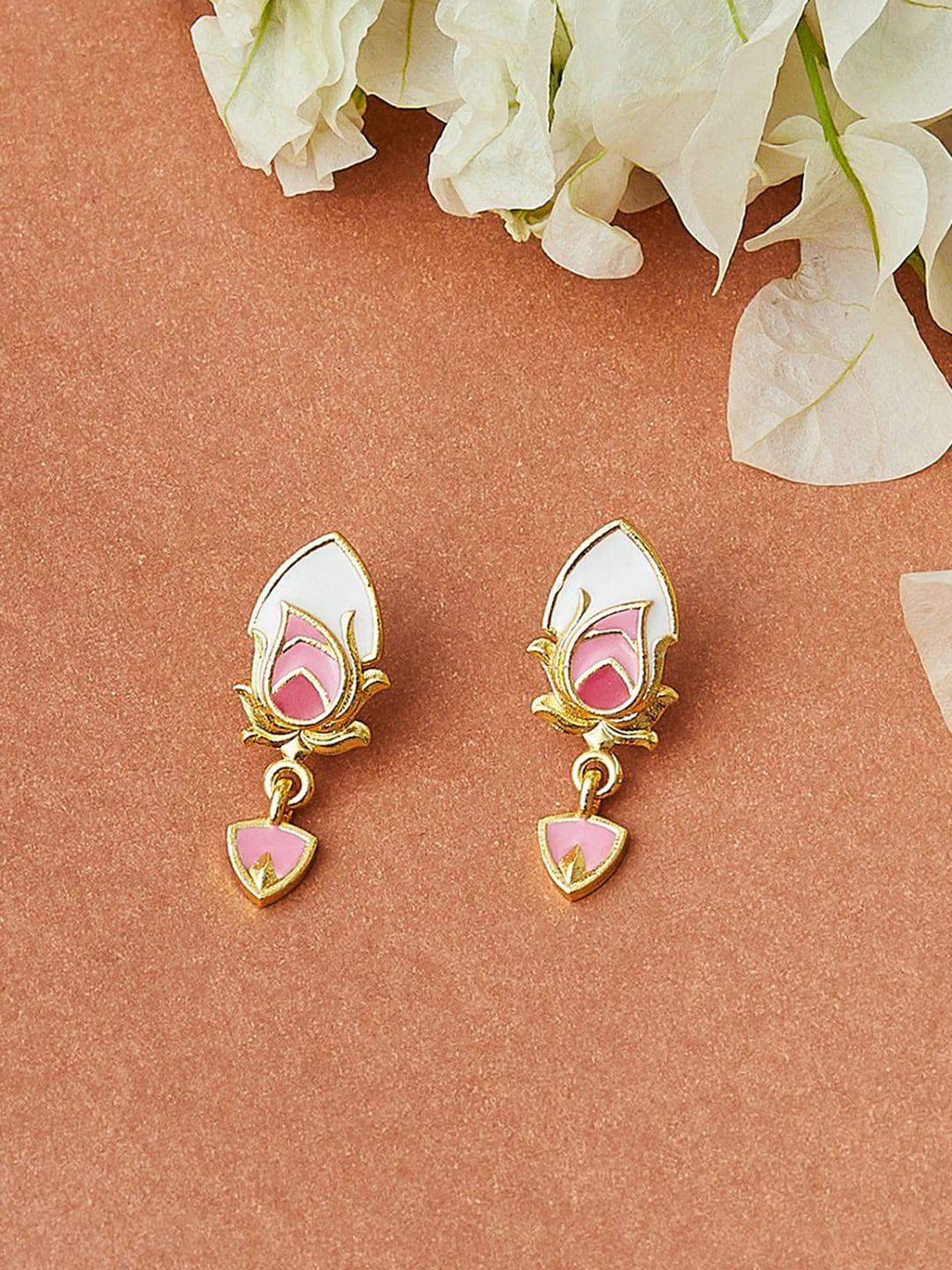 Shwet Kamal Lightly Embellished Gold Plated Stud Earrings