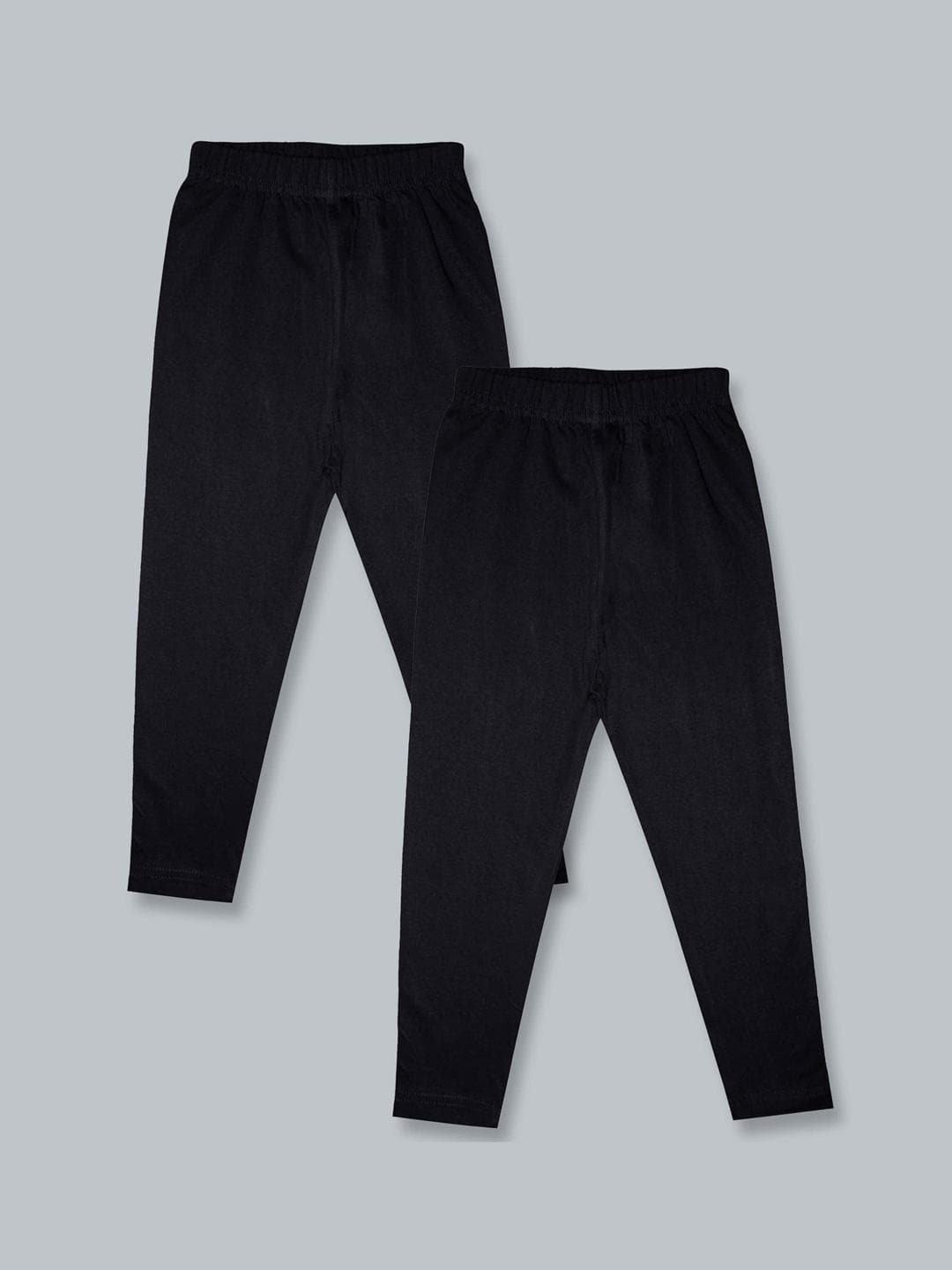 KiddoPanti Girls Pack of 2 Black Solid Leggings