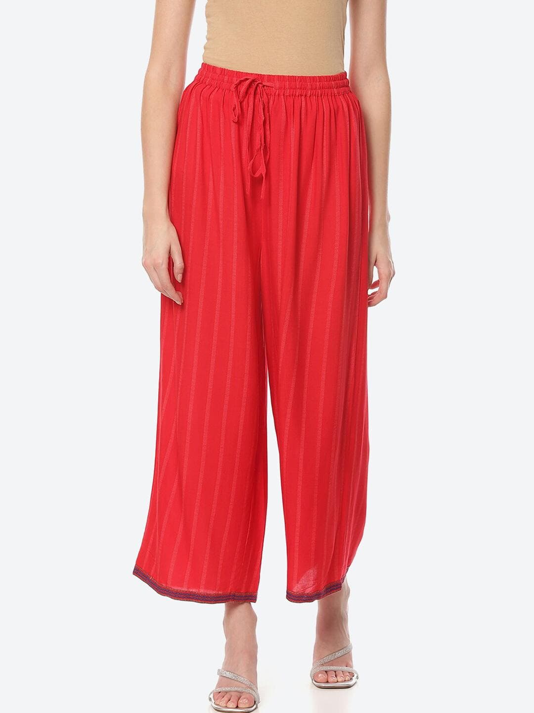 Rangriti Women Red Flared Palazzo