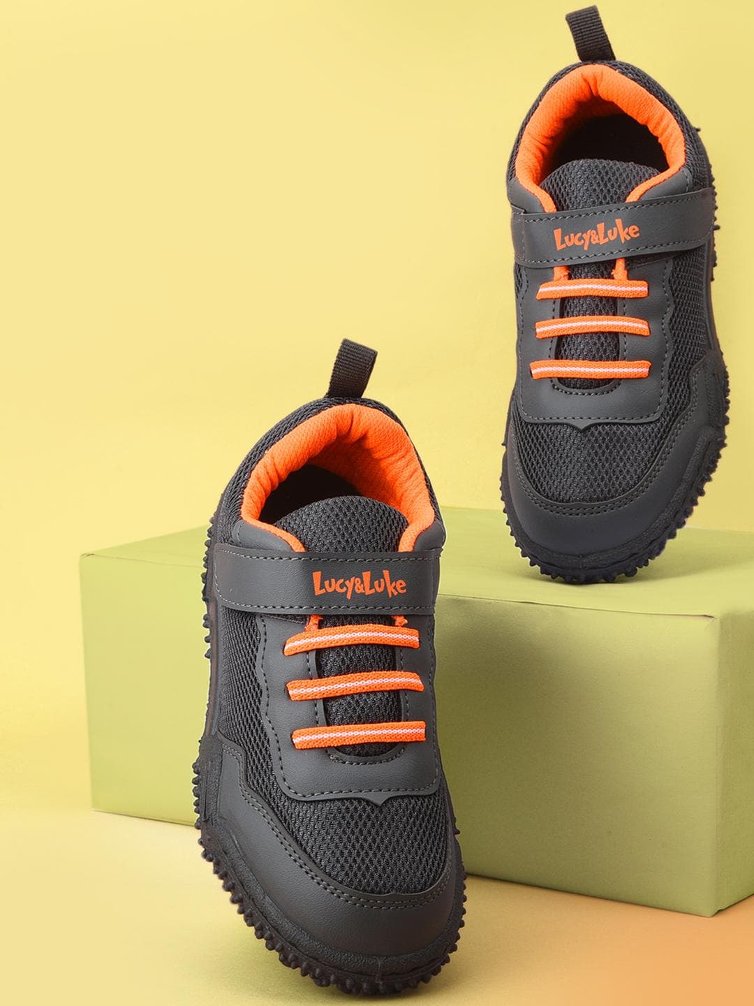 Liberty Boys Grey & Orange Solid Casual Sneakers