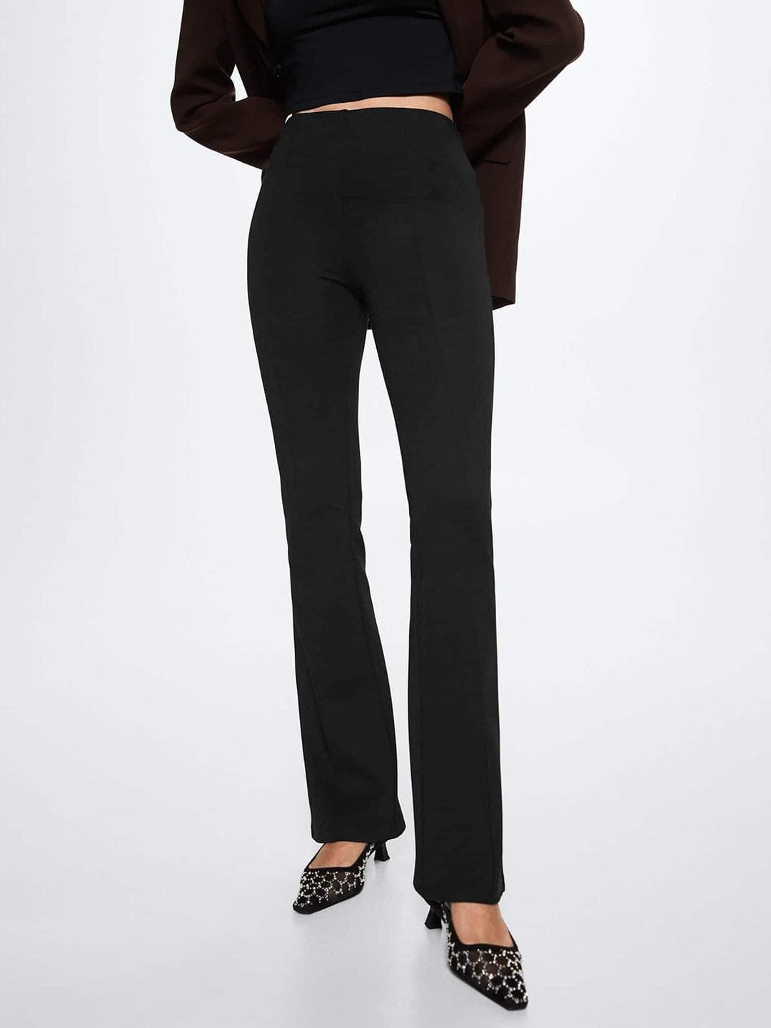 MANGO Women Black Solid Bootcut Trousers