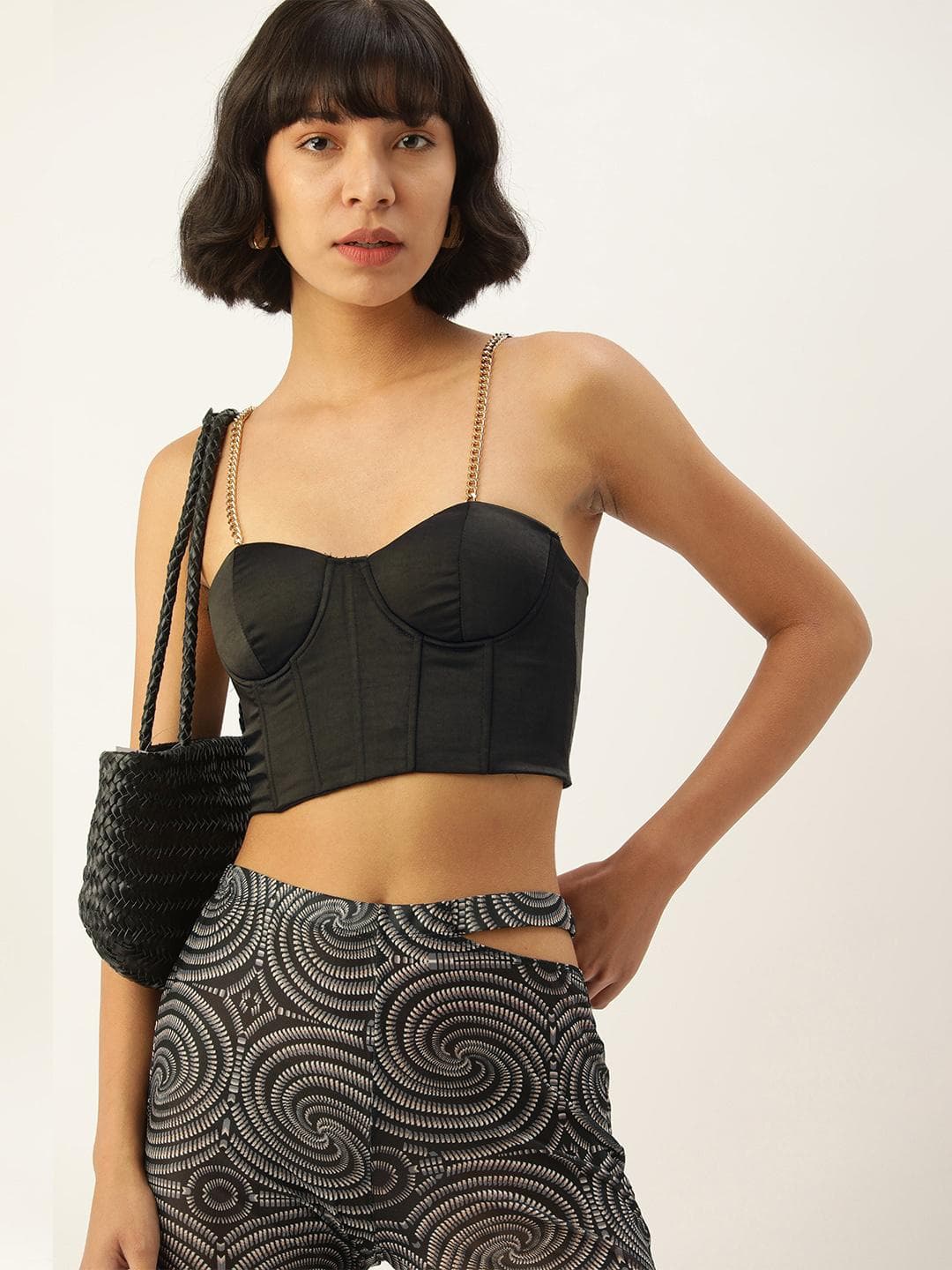 FOREVER 21 Black Victorian Style Bralette Crop Top