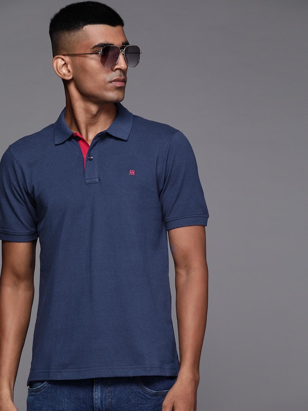 Raymond Men Solid Polo Collar Pure Cotton T-shirt