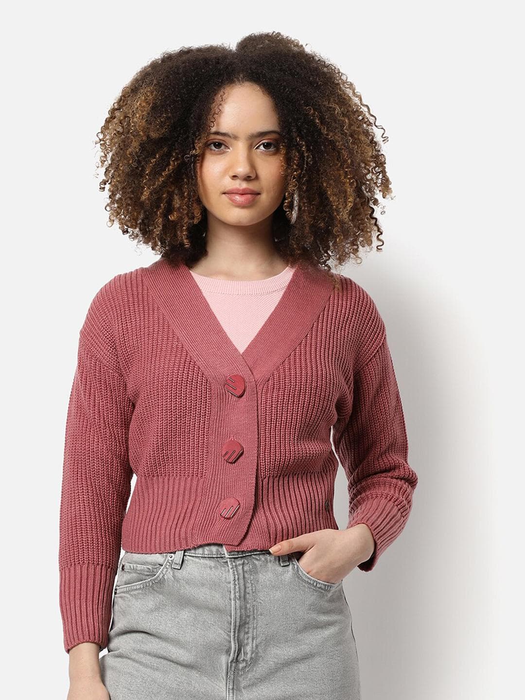 PINACOLADA Women Pink Crop Cardigan