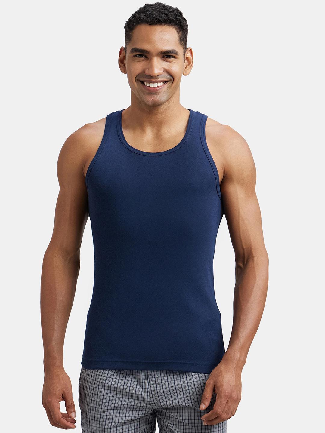 Buy Jockey Combed Cotton Rib Round Neck Sleeveless Vest FP04 - - Apparel for Men