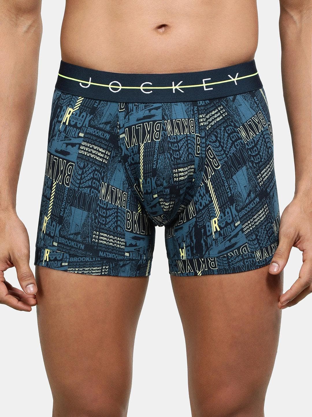 Jockey Super Combed Cotton Stretch Printed Trunk with Ultrasoft Waistband-NY02