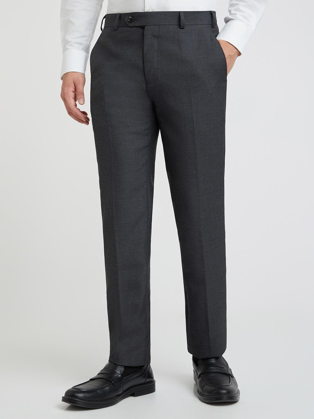 Raymond Men Charcoal Grey Slim Fit Formal Trousers