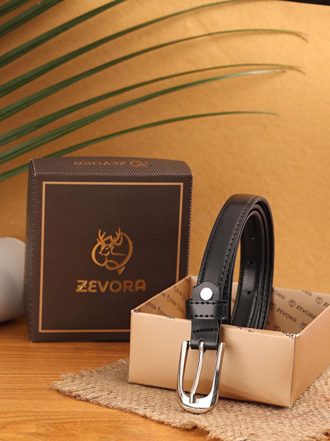 ZEVORA Women Black Solid Formal Belts