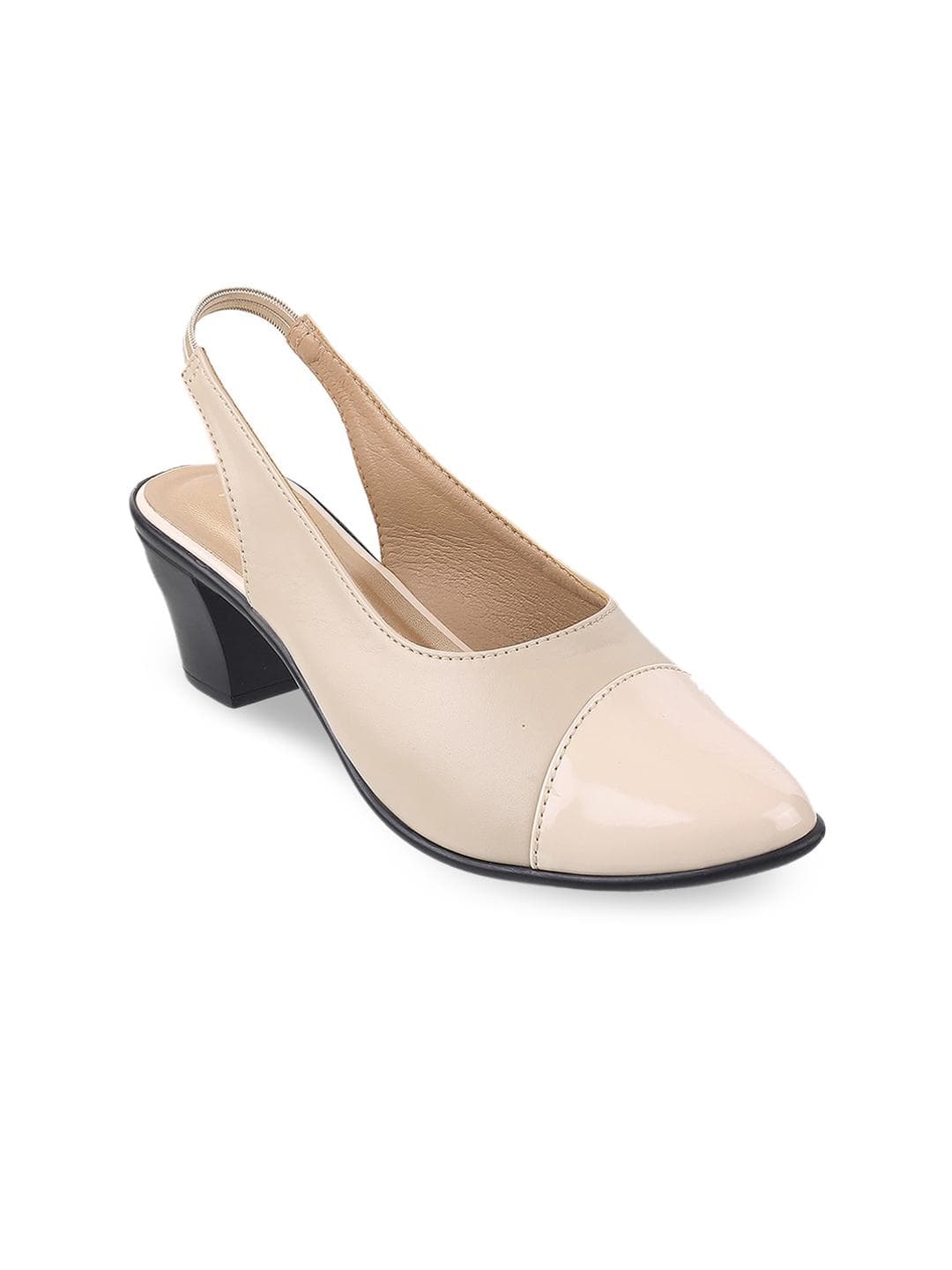 Metro Womens Beige Block Heel Sandal