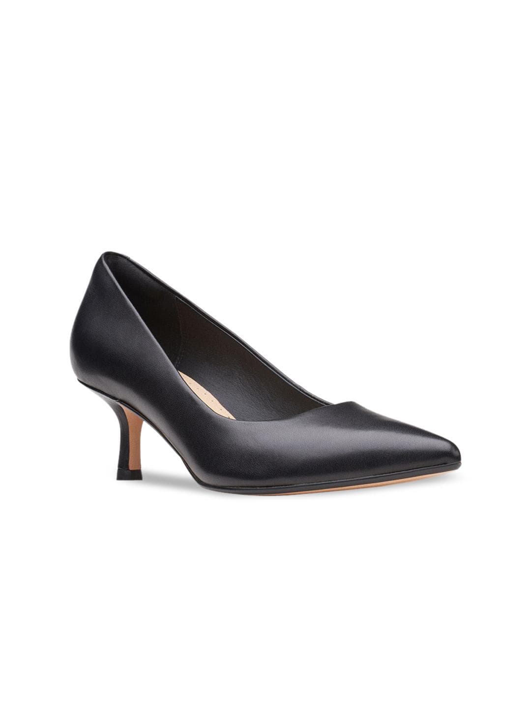 Clarks Black Leather Kitten Pumps