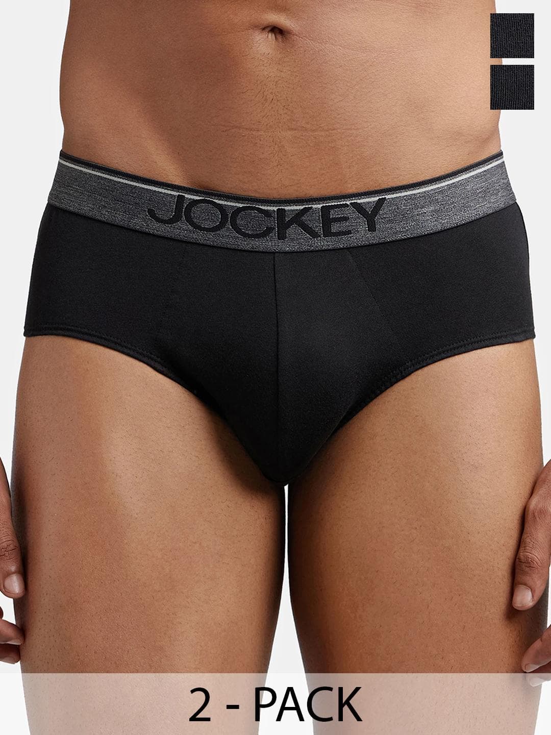 Jockey Pack Of 2 Super Combed Cotton Solid Brief with Ultrasoft Waistband-8037