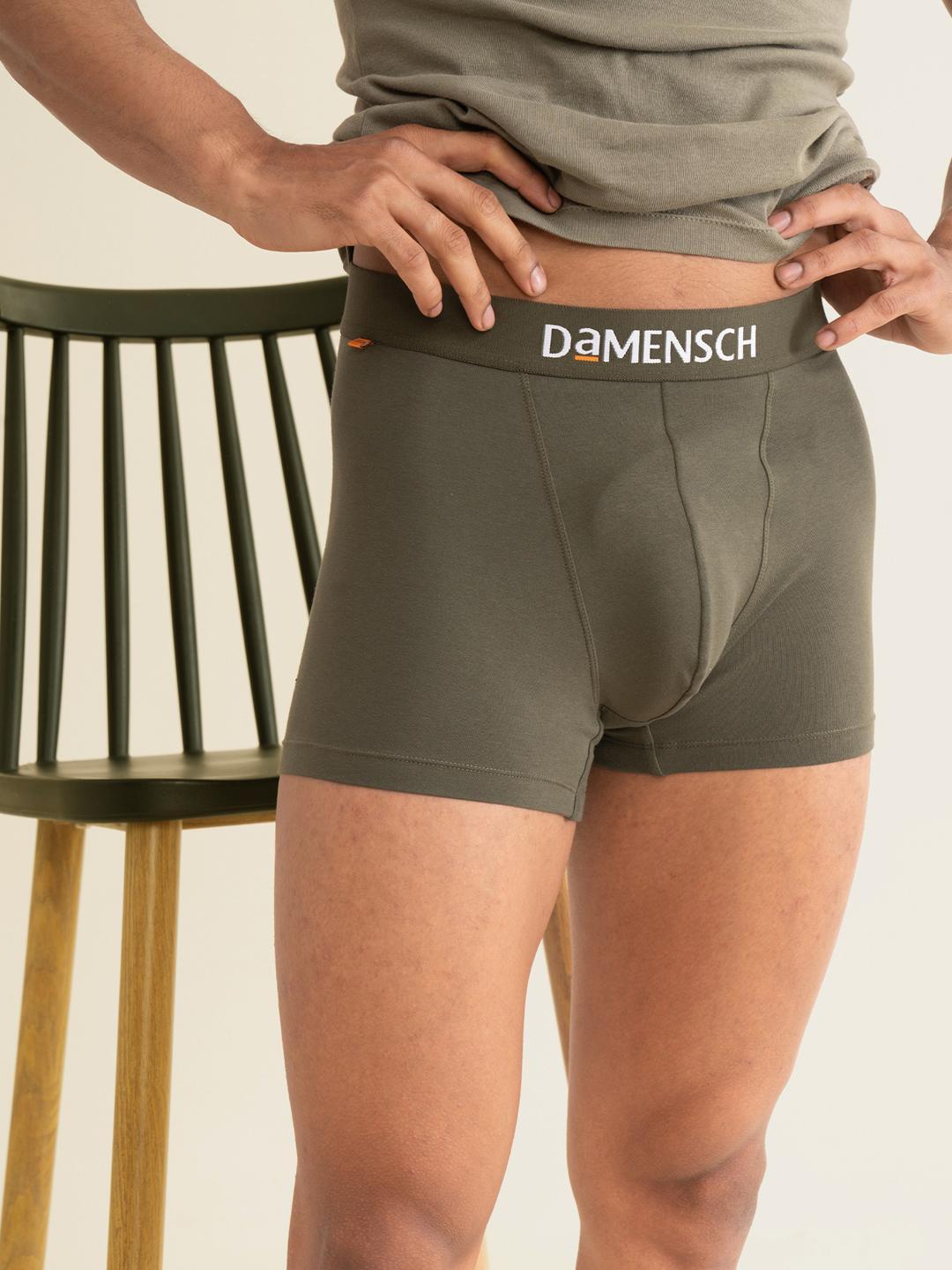 Buy DAMENSCH Men Olive Green Solid Deo Cotton Anti Bacterial Trunk DAM CTST T ONG - - Apparel for Men