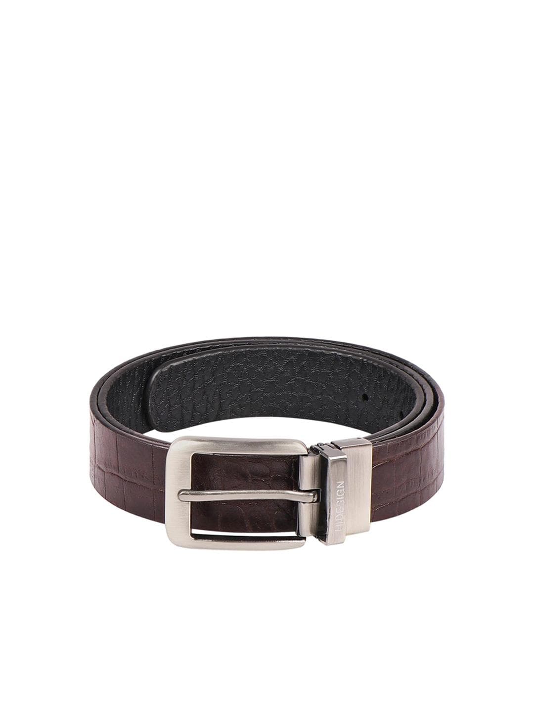 Hidesign Men Brown & Black Textured Reversible Leather Belt