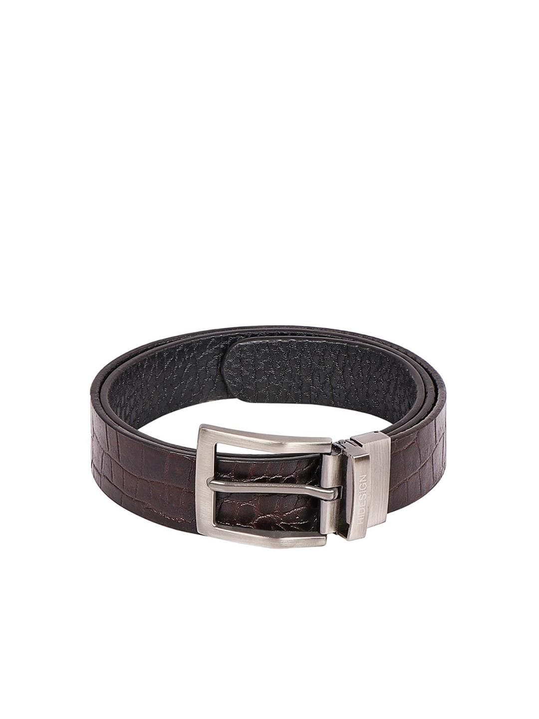 Hidesign Men Brown & Black Textured Reversible Leather Belt