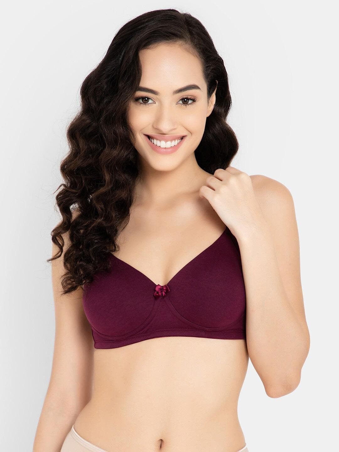 Buy Clovia Purple Lightly Padded Non Wired Full Cup Multiway Strap Cotton T Shirt Bra - - Apparel for Women