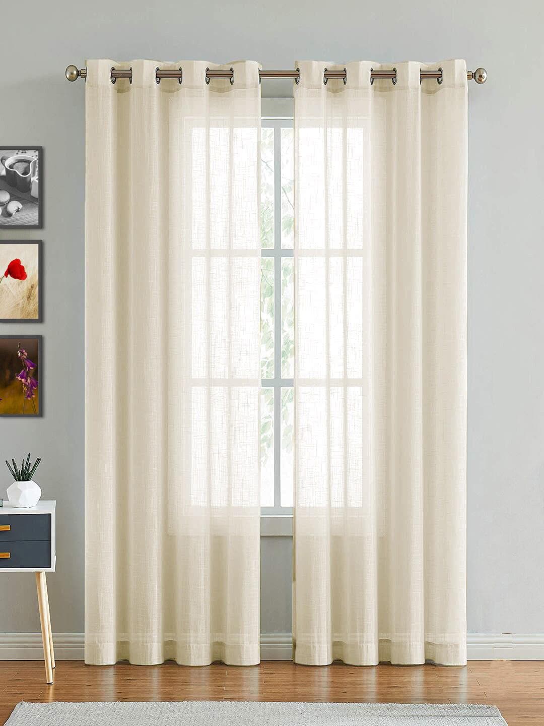 Buy HOMEMONDE Beige Solid Sheer Cotton Door Curtain - - Home for Unisex