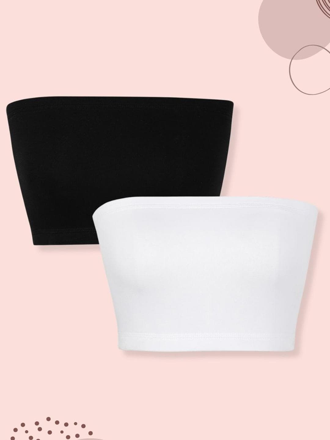 mackly Pack of 2 Solid Strapless Full Coverage Bandeau Bra