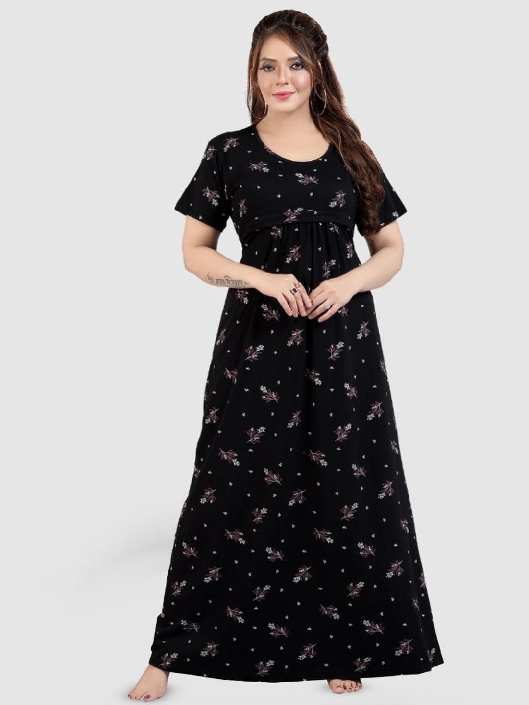 Fabme Printed Maxi Nightdress