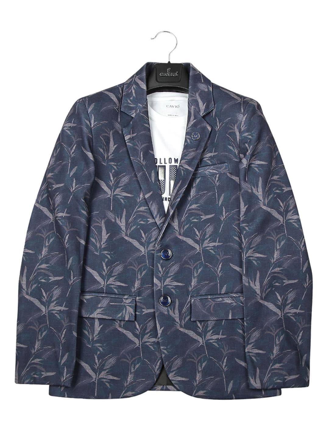 CAVIO Boys Printed Pure Cotton Single-Breasted Blazers With T-Shirt