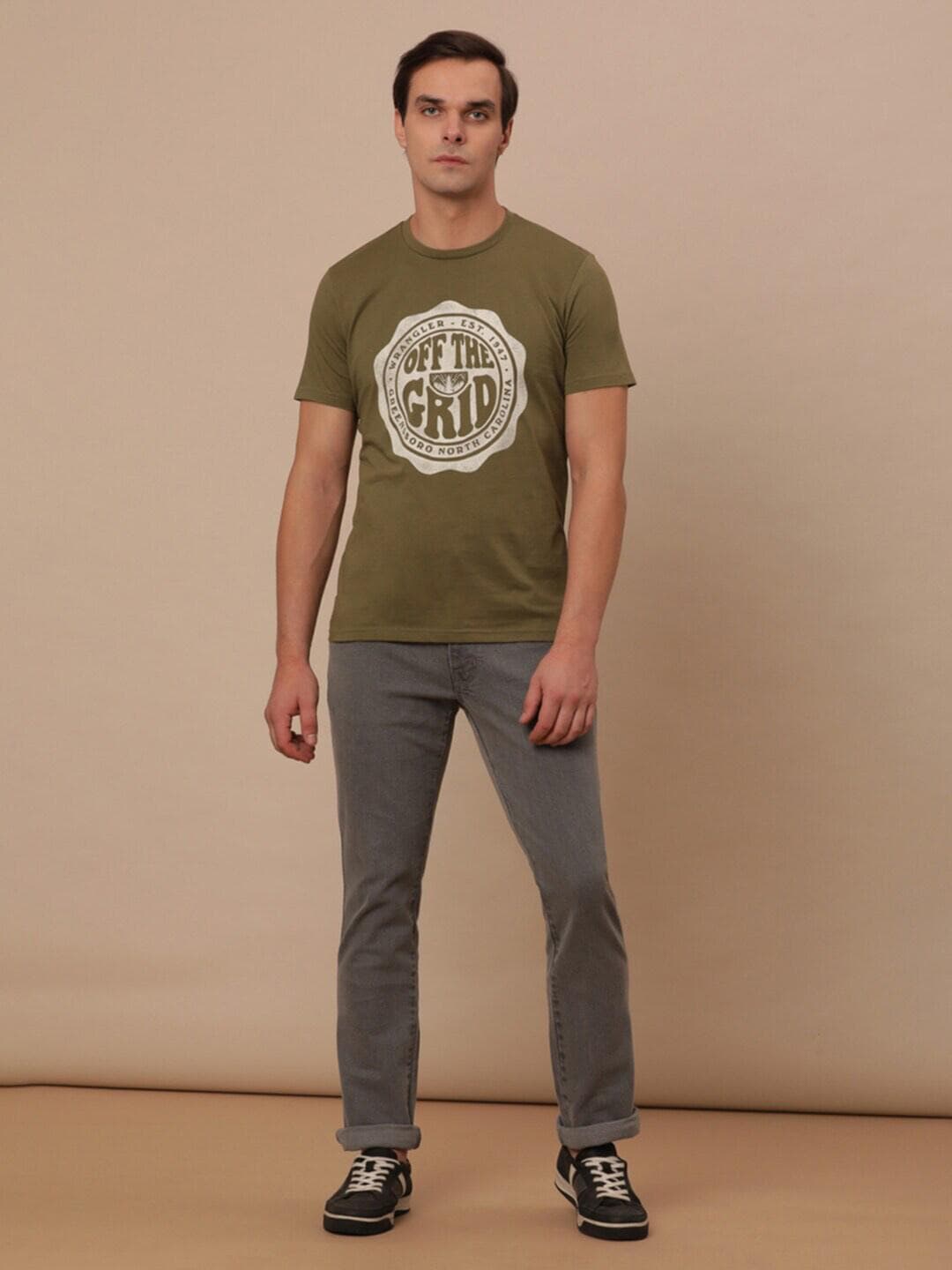 Wrangler Typography Printed Round Neck Cotton T-shirt