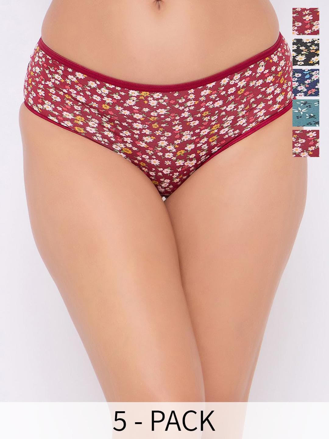 Buy Clovia Women Pack Of 5 Printed Hipster Briefs - - Apparel for Women