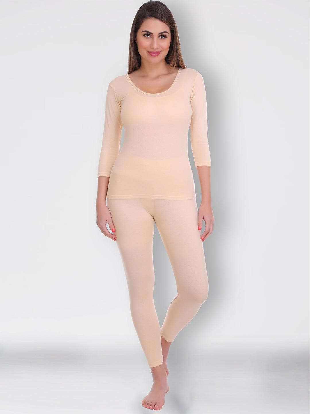 SELFCARE Women Round Neck Top & Ankle Length Bottom Thermal Set