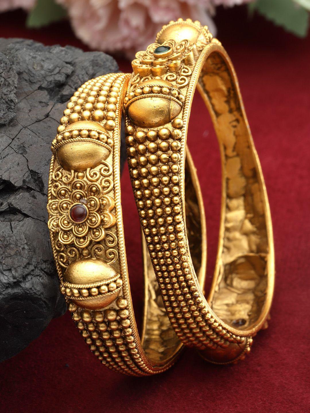 Buy Panash Set Of 2 24CT Gold Plated Handcrafted Antique Bangles - - Accessories for Women