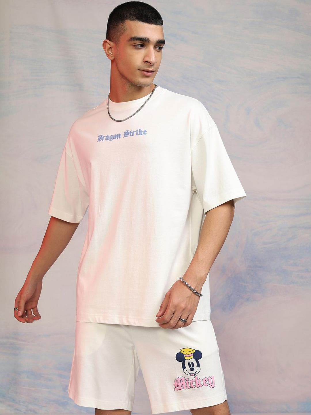 HIGHLANDER Mickey Mouse Printed Short Sleeves Pure Cotton T Shirt With Shorts