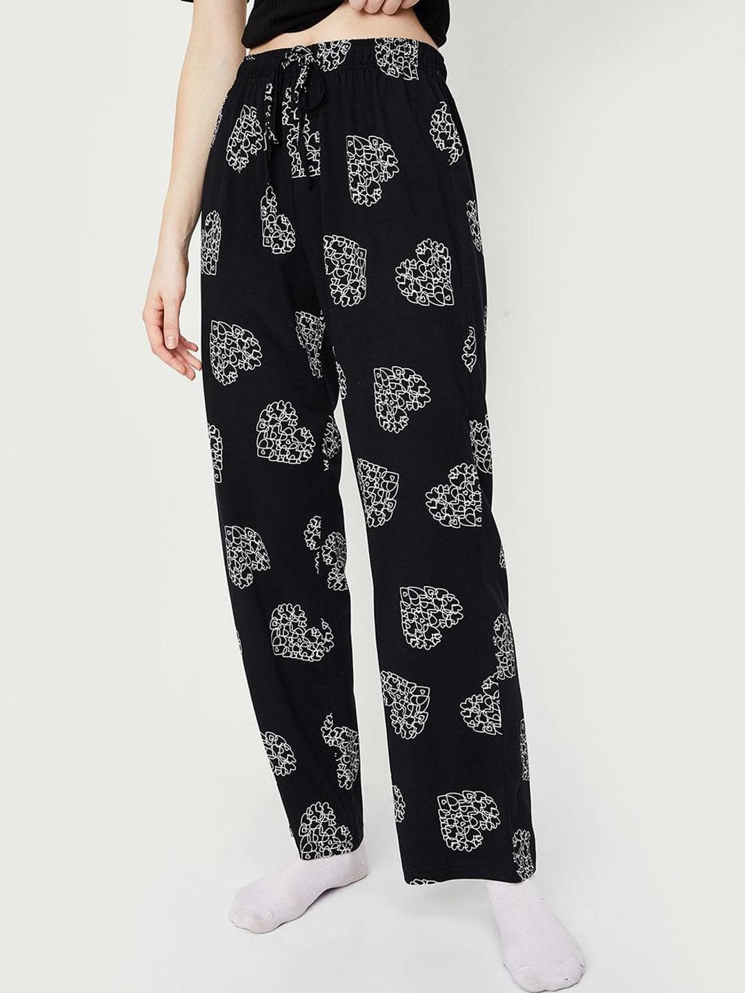 Buy Max Women Pure Cotton Printed Mid Rise Lounge Pants - - Apparel for Women