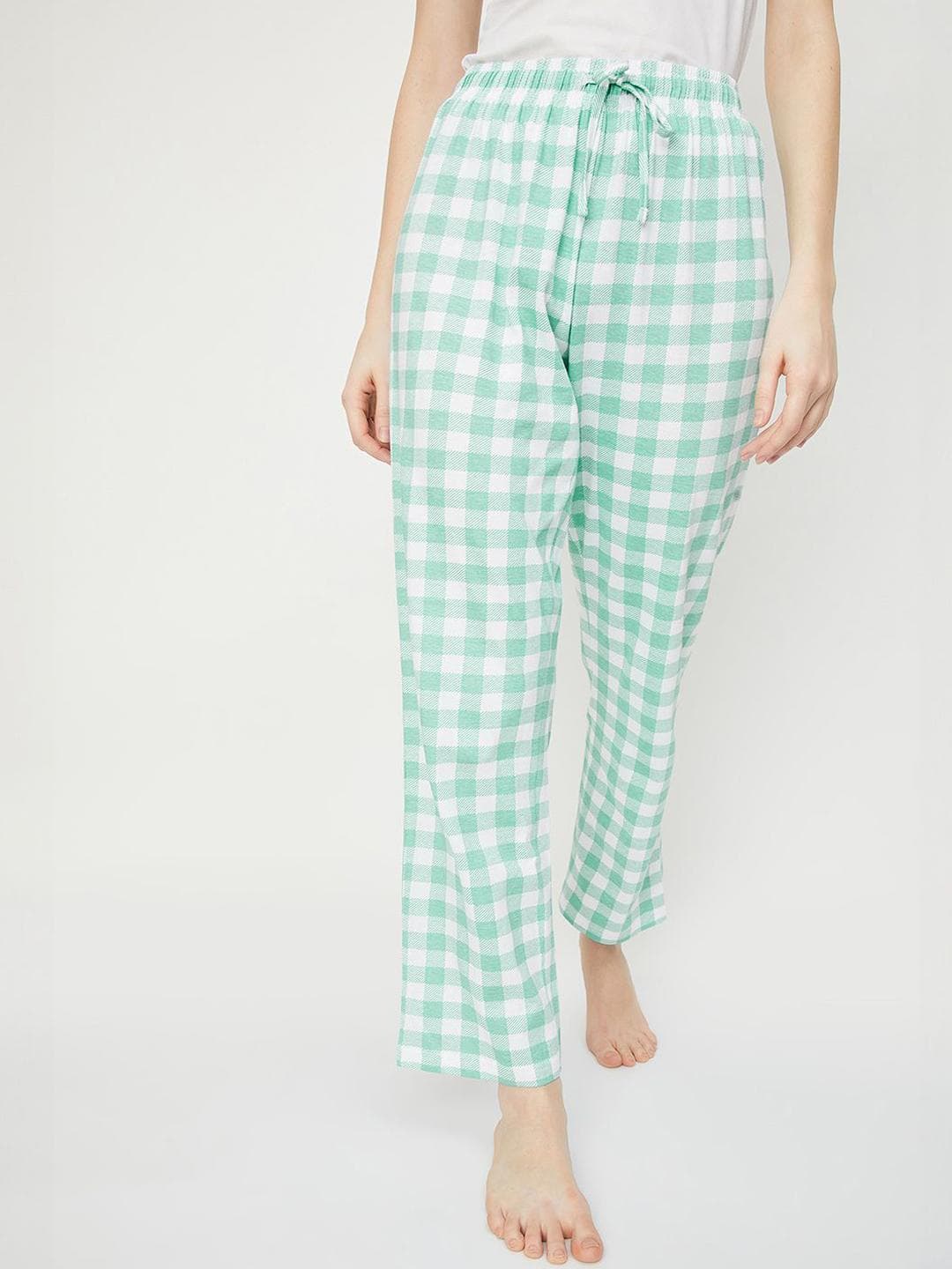 Buy Max Women Checked Pure Cotton Mid Rise Lounge Pants - - Apparel for Women