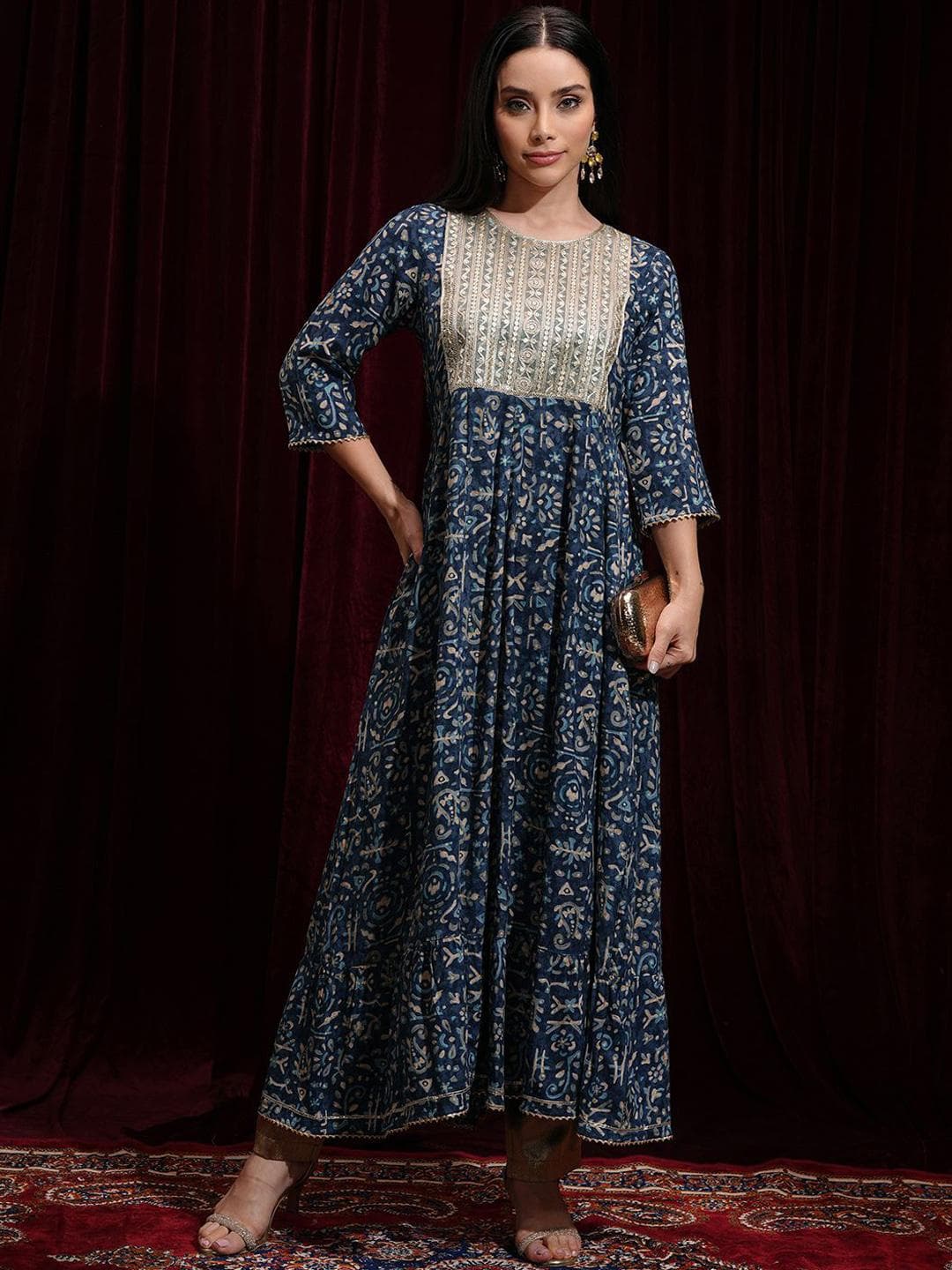 Vishudh Floral Printed Sequinned Anarkali Kurta