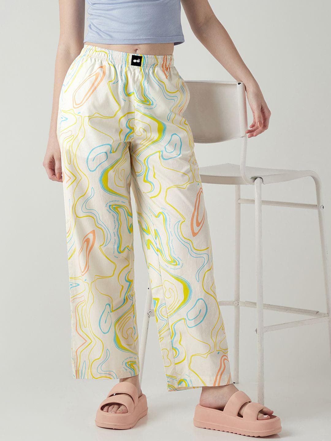 Buy Bewakoof Women All Over Printed Pure Cotton Wide Leg Lounge Pants - - Apparel for Women