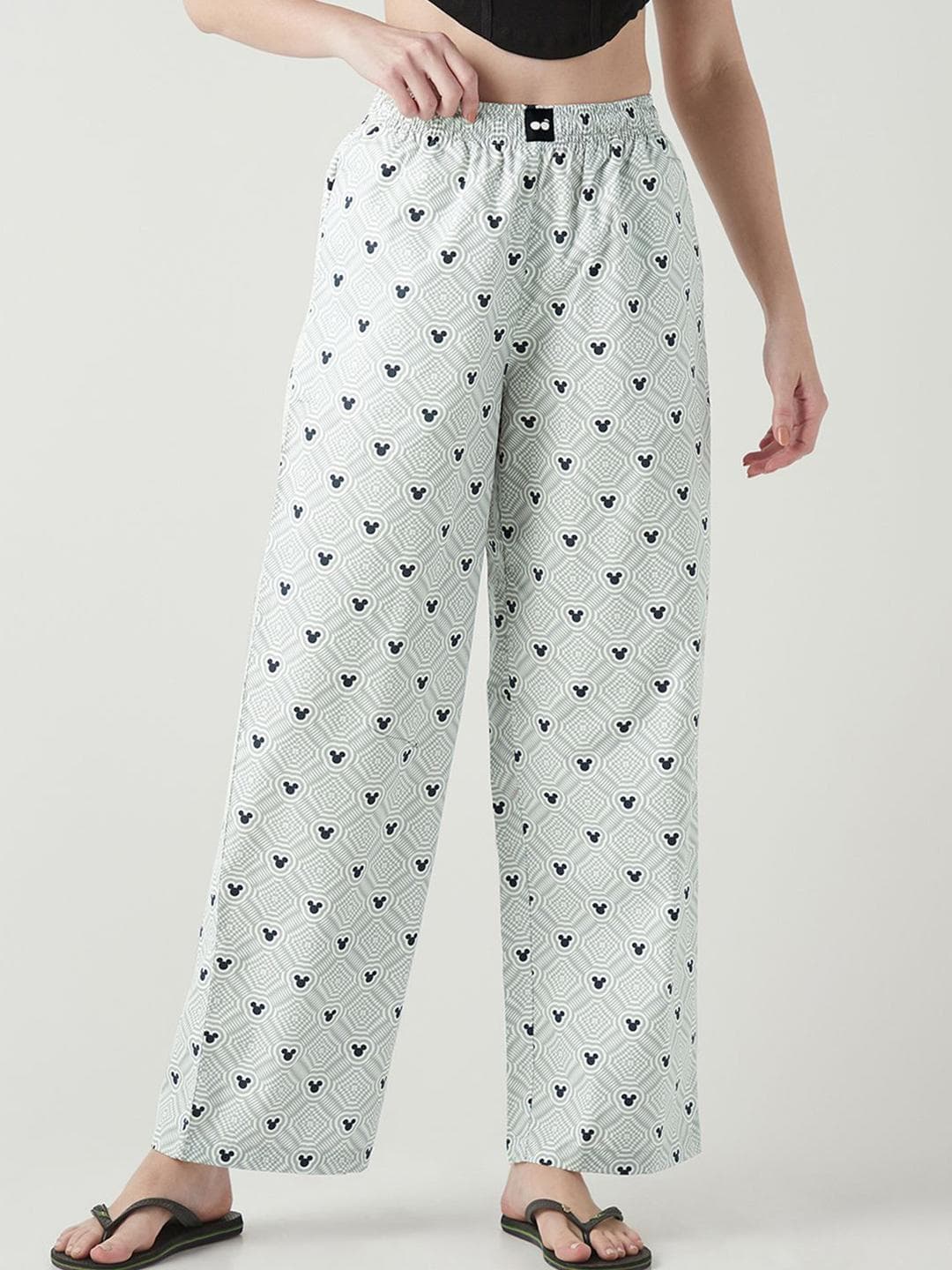 Bewakoof Women All Over Printed Pure Cotton Wide Leg Lounge Pants